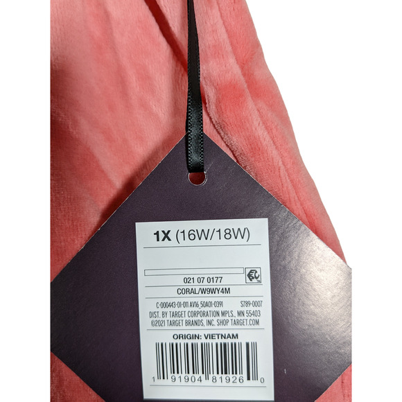 Ava & Viv Shorts Velvet 1X High Rise Pull On Lounge Stretch Waist Pockets‎ Coral - Picture 5 of 11